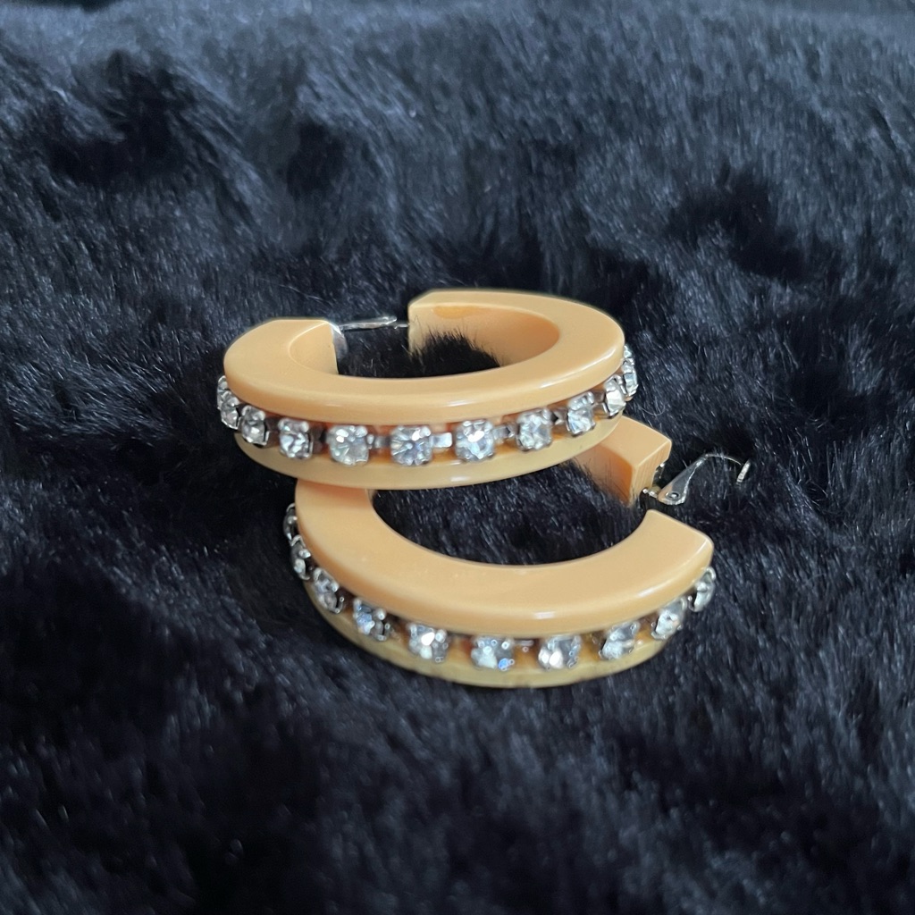 Vintage Chic With These Bakelite Clip Rhinestone Hoop Earrings